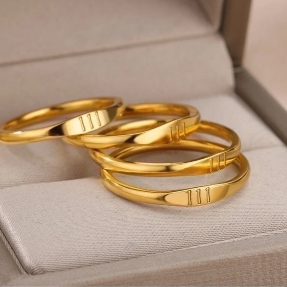 Gold Minimalist Numbered 777 Rings